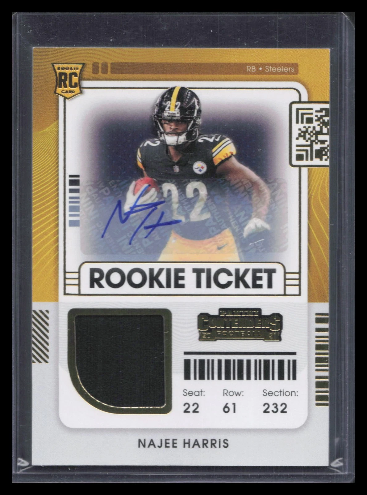 Najee Harris Panini Contenders Rookie Ticket Swatches #NHA Autograph-Variation