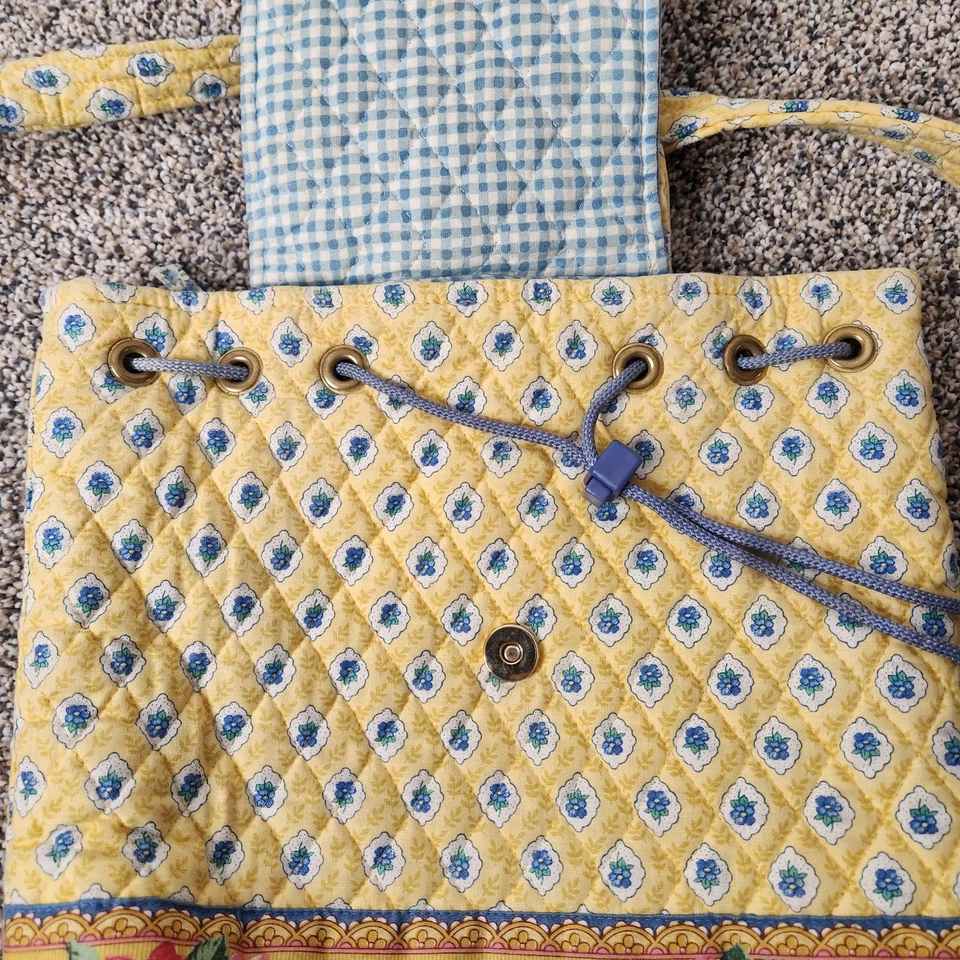 Vintage Vera Bradley Backpack 90s Yellow Blue Roses Pink Red Cottagecore Hippy - Image 3 of 4