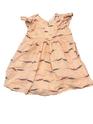GIRLS MORLEY BOUTIQUE DRESS STRIPED PINK ALL OVER LEAF PRINT SLEEVELESS RUFFLE 8