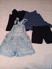 Girls 5 Piece Medium Sized Tank Tops/Overalls/Shorts