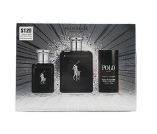 Polo Black by Ralph Lauren Men 3 PC Set: 4.2 oz 1.36 oz EDT SPR 2.6 oz Deo