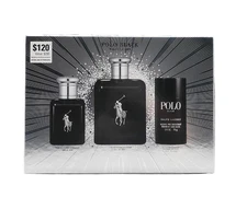 Polo Black by Ralph Lauren Men 3 PC Set: 4.2 oz + 1.36 oz EDT SPR + 2.6 oz Deo
