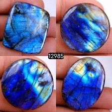 4 Pcs 136 Cts Natural Labradorite Loose Cabochon Gemstone 26x26-35x25mm R-12985