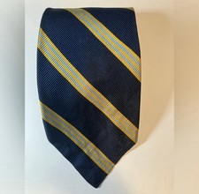 MARCUS SILK TIE YELLOW BLUE SATIN STRIPE TEXTURED 4 1/8" X 59"