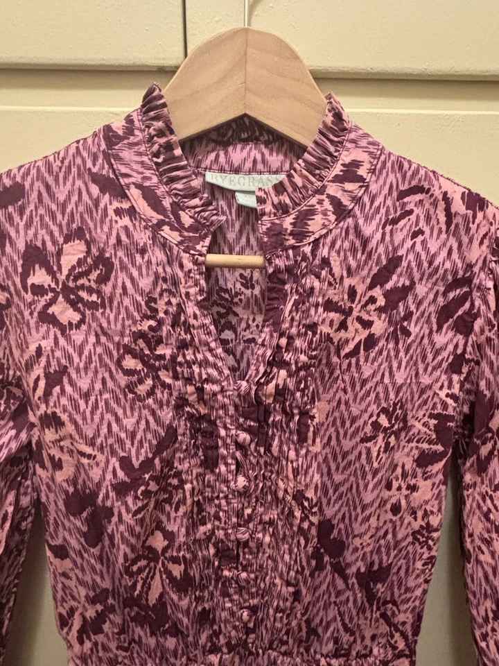 Ryegrass Pink Floral Maxi Dress Long Sleeve Button Up Size XS New - Image 2 of 4