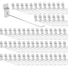 100 Pack Silver Slatwall Hooks 8 inch Metal Slatwall Panels Hanging Hooks, Sl...