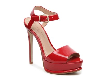 Women Red Platform Sandal/Heel Mercanti Fiorentini Size 9  (Made In Brazil)