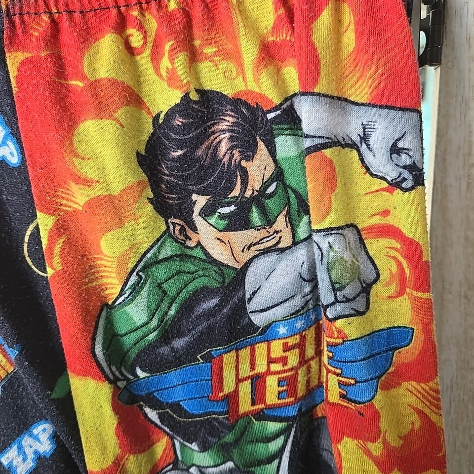 Pantalones de pijama Liga de la Justicia Niños Niños Medianos 8 Negro DC Comics Fiesta Disfraz Foto 3 de 4