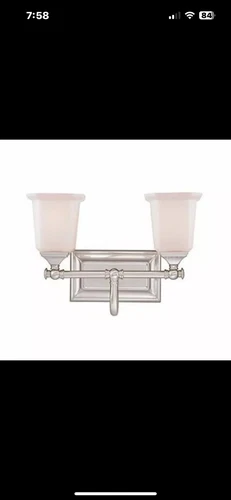 Quoizel NL8602BN Two Light Vanity Bath Fixture, Brushed Nickel Finish - 2 Pack - Picture 2 of 5