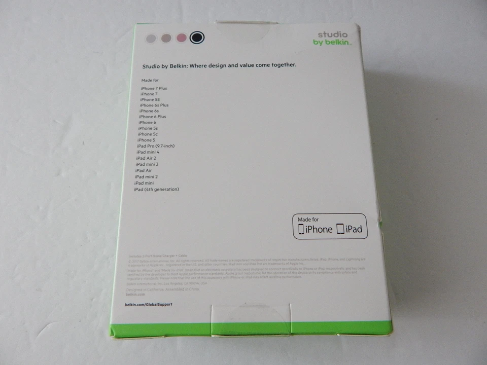 Cargador doméstico Studio by Belkin 2 puertos + cable de iluminación de 1,5 M nuevo Foto 2 de 4