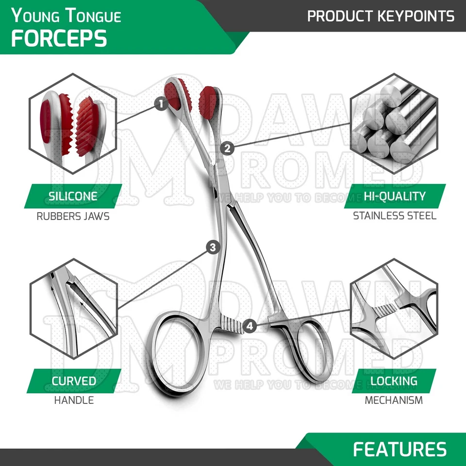 12 piezas pinzas para agarrar lengua joven 7" instrumentos médicos quirúrgicos dentales orales Foto 3 de 4