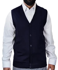 Blue Ocean  Mens Big & Tall Sleeveless Cardigan Sweater Vest (SV-200BM)