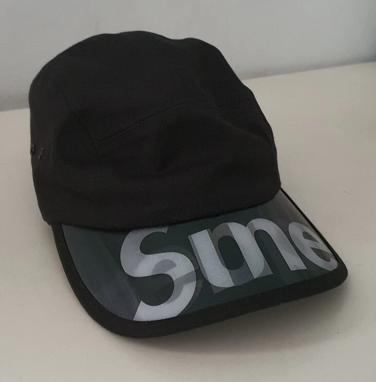 SS20 Supreme Visera Lenticular Gorra de Campamento Negro Nylon Sombrero Caja Logo Foto 3 de 4