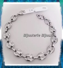 Bracelet Homme Maille Grain De Café 22cm En Acier Inoxydable 316L Bijoux Neuf