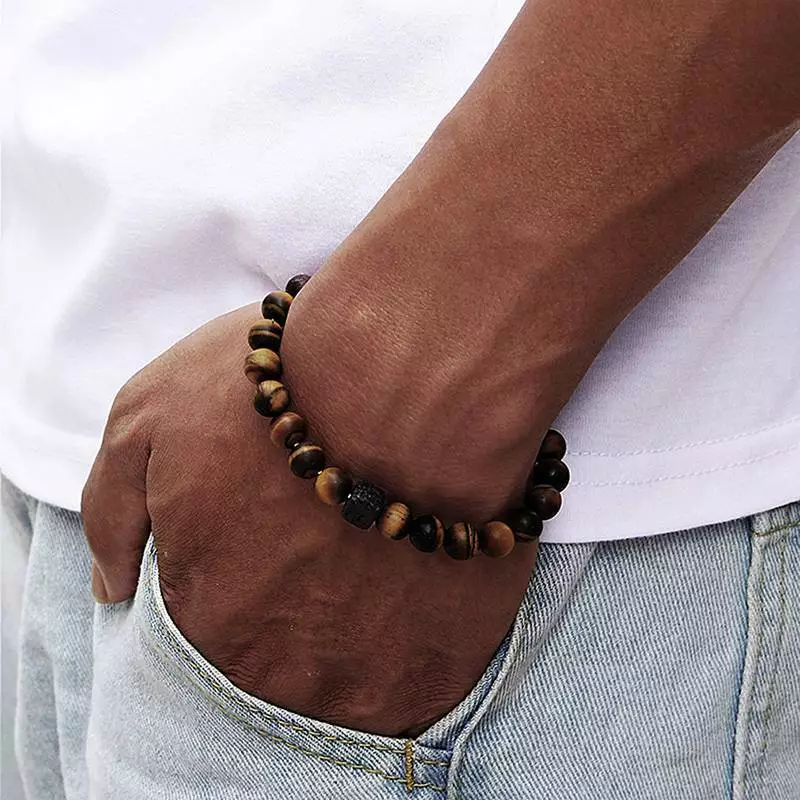 Party Men's Jewelry Bead Bracelet Beaded Daily Jewelry Square Volcanic Stone DMF | eBay