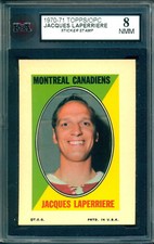 1970-71 TOPPS/OPC HOCKEY STICKER STAMP JACQUES LAPERRIERE KSA 8 NM-MT CANADIENS