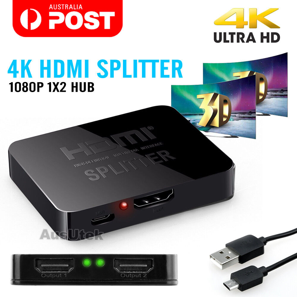 HDMI Splitter Amplifier 1 In 2 Out Video Duplicator 4K Full HD 3D Foxtel DVD
