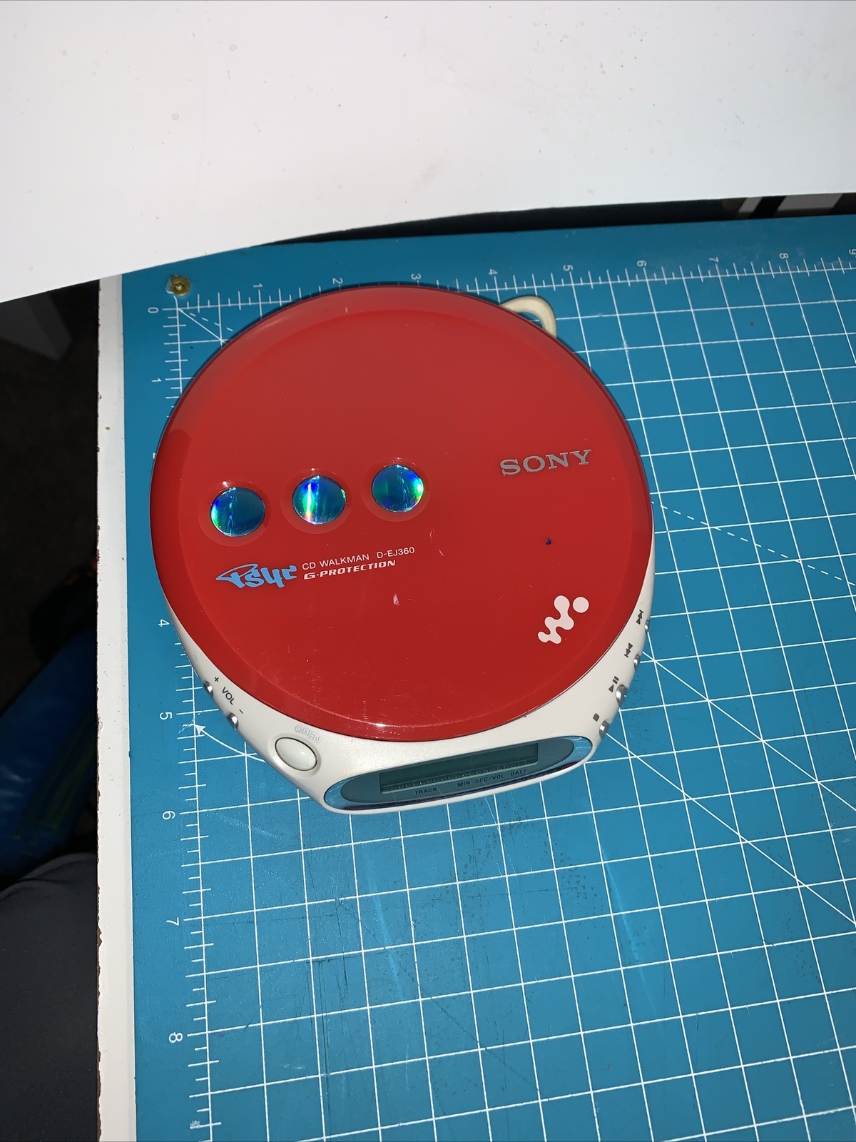 VINTAGE SONY PSYC CD RED WALKMAN PLAYER D-EJ360 WORKING