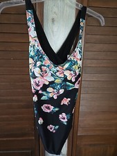 NWT Swimsuits For All Womens 1 Pc Swimsuit Black Floral Tummy Control Plus Sz 18