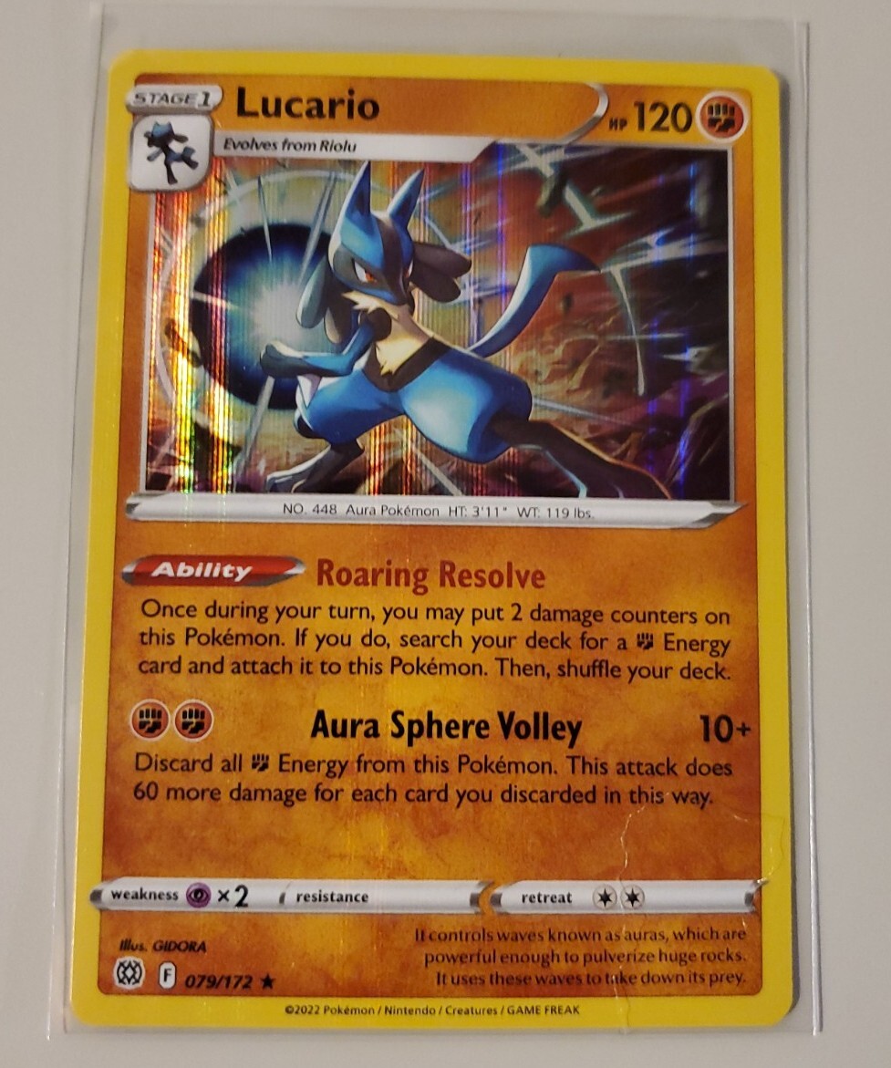 Mega Lucario Ex Lucario Brilliant Stars Pokemon Card - 079/172 Evolution  Stage 2 Authentic TCG Card Lucario Plush, image size:977x1171