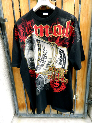 BIG TIGER SUPER HEAVY T-SHIRT SZ 3XL TALL M.O.B. NWOT BLACK/RED GRAPHICS money