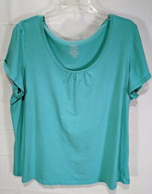 SIMPLYBASIC Women's Plus Teal Round Neck Short Sleeve T-Shirt Sleepwear size 2X