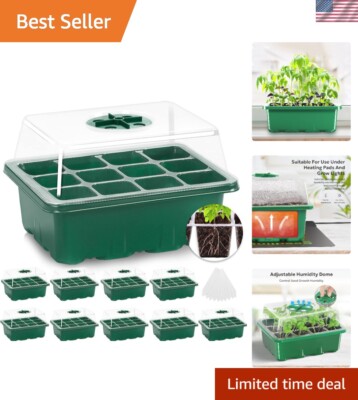 10-Pack Seed Starter Kit with Humidity Dome - Mini Greenhouse for Optimal Growth