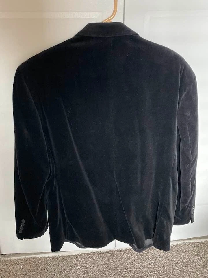 ALFANI HOMBRE BLAZER TALLA 42 NEGRO GAMUZA ABRIGO DEPORTIVO 3 BOTONES TRAJE CHAQUETA *COMO NUEVO* Foto 2 de 4