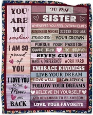 New! To my sister Travel Blanket,   50x60 inch, microfiber fleece,
