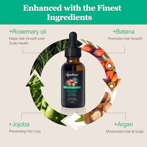 Tgideas Batana Rosemary Hair Growth Oil - Organic Jojoba Argan Scalp Oil for ...