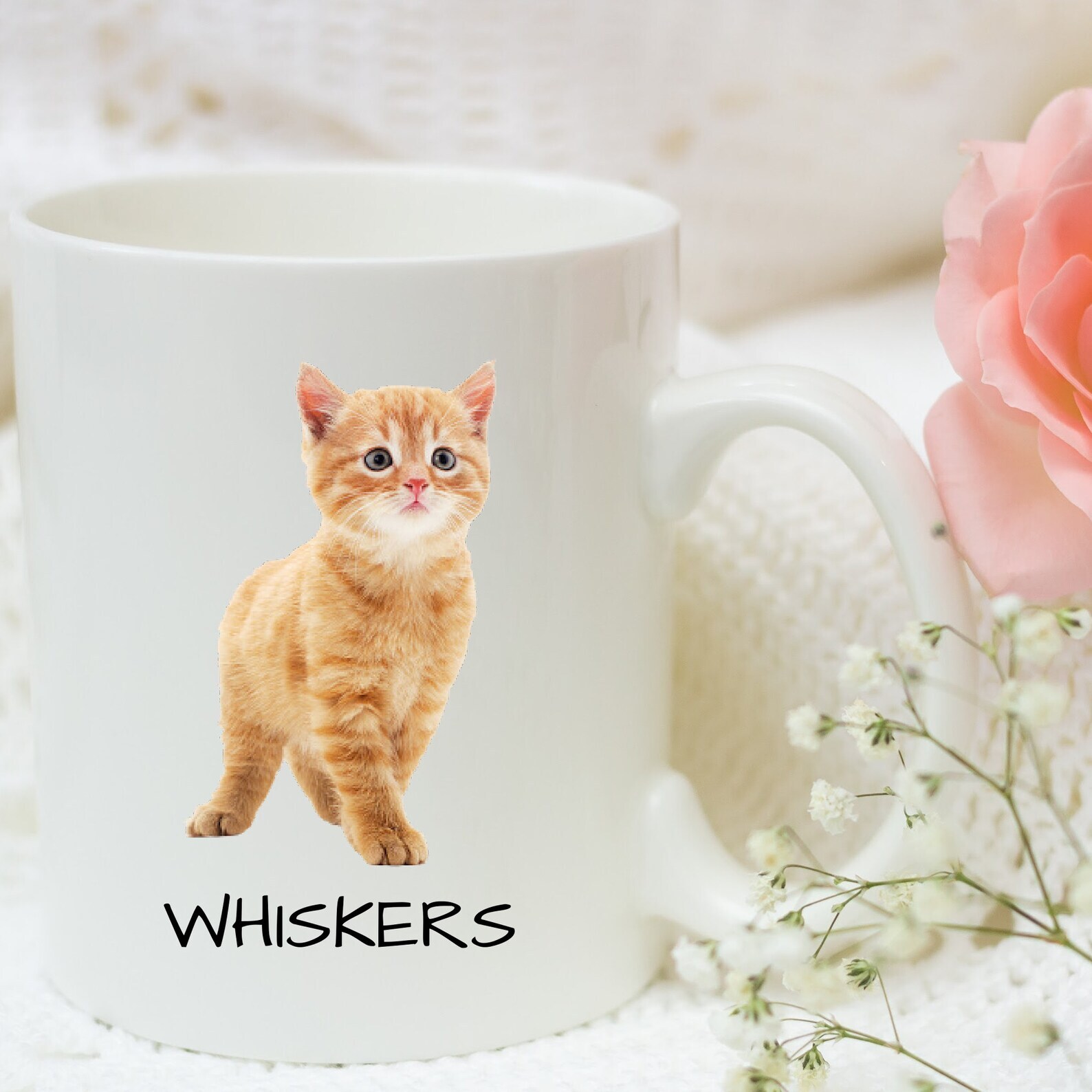 Cat Mug Personalized Adorable Ginger Cat Coffee Cup Custom Name Mug Tabby Cat Mu