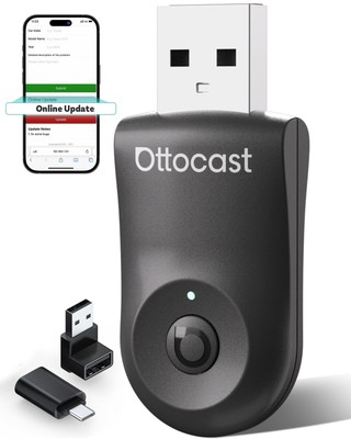 OTTOCAST Mini 2025 2-in-1 Wireless CarPlay/Android Auto Adapter, 5GHz WiFi, A...