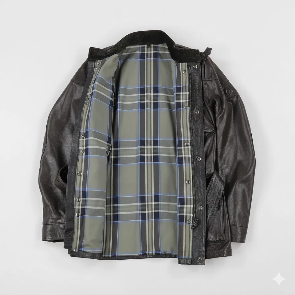 WW II Military Style Men's Genuine Lambskin  Black Leather Coat - Image 3 of 4