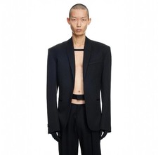 Thierry Mugler X H M Men Black Wool Blazer US 40R EUR 50 New Without Tag