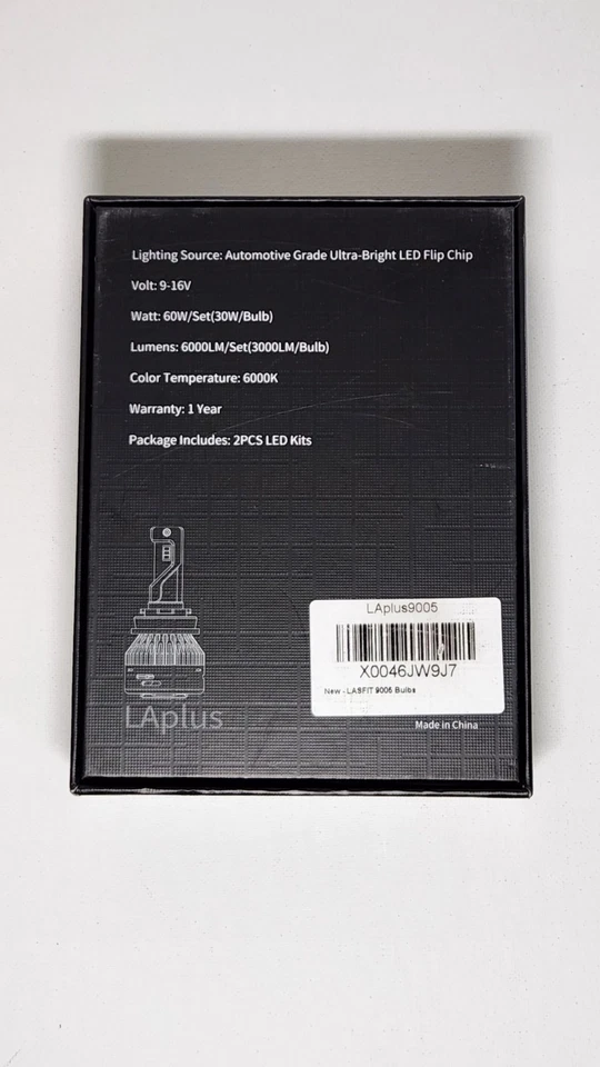 Lasfit LA Plus 9005/HB3 LED 60W Lightbulbs 6000LM 6000K - Image 3 of 4