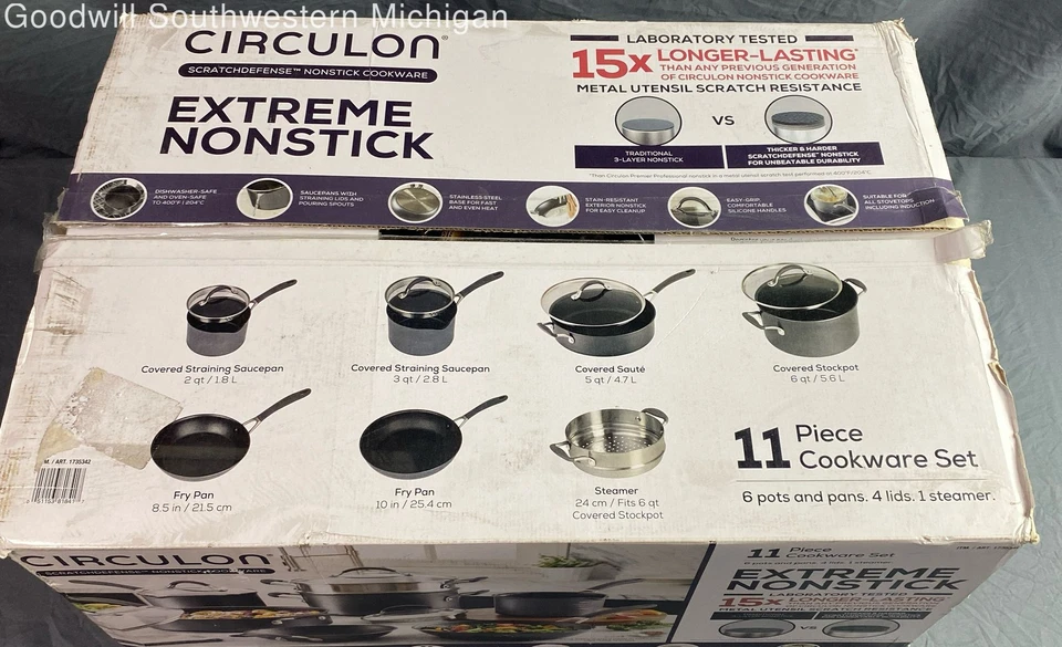 Набор посуды Circulon Extreme с антипригарным покрытием защита от царапин 11 предметов открытая коробка - Изображение 2 из 4