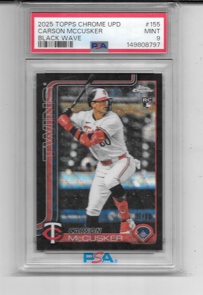 2025 TOPPS CHROME UPDATE CARSON MCCUSKER RC BLACK REF # 8/10 TWINS MINT PSA 9