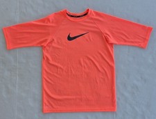 Boy's Nike Swim Logo Dri-Fit 1/2 Sleeve Orange Shirt XL 13-15 Years UPF 40 