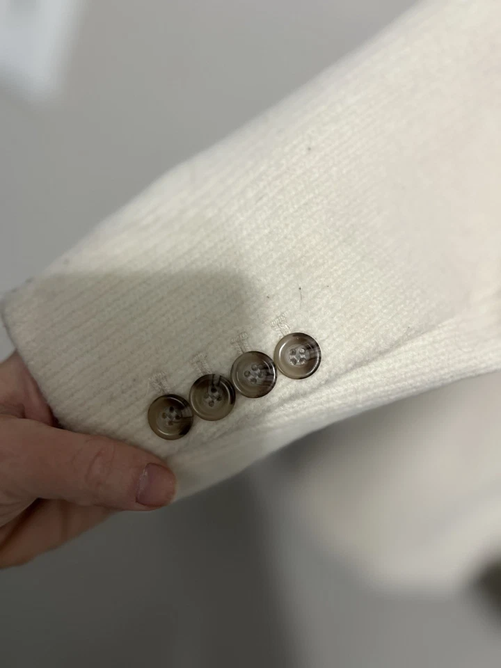 ANN TAYLOR Blazer Jacket Brushed Ribbed Wool Classic Bone Cream Ivory Women's 14 - Image 4 of 4