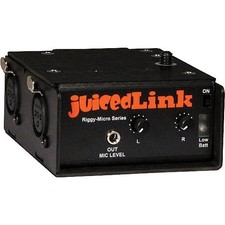 JuicedLink Riggy-Micro Preamplificatore di ingresso 2XLR a basso rumore per fotocamere DSLR