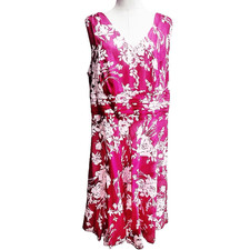 Fashion Bug Plus Size Pink Floral Summer Dress Size 18 NWT