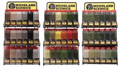 WOODLAND SCENICS BALLAST, TURF, CLUMP & FLOCK ASSORTED SHAKERS  (ALL SCALES)