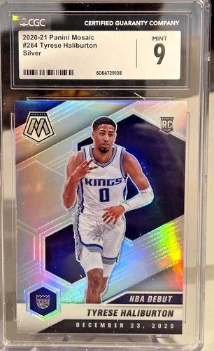 TYRESE HALIBURTON 2020-21 Panini Mosaic SILVER PRIZM #264 Rookie RC; CGC 9 MINT