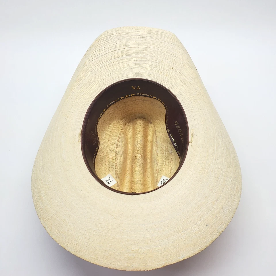 Atwood Straw Cowboy Hat Hereford 7X Long Oval Size 7 3/8 Beige Ivory - Image 4 of 4
