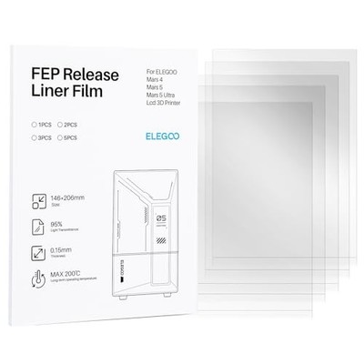 ELEGOO 5PCS FEP Release Film for Mars 4 & Mars 5 & Mars 5 Ultra Resin 3D Printer
