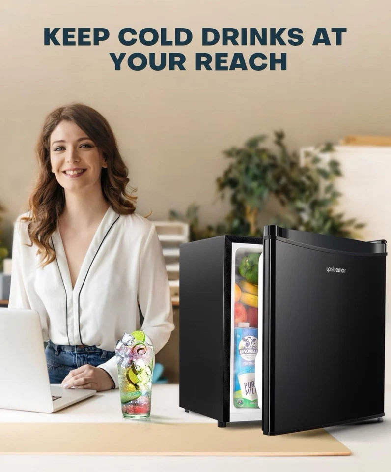 Upstreman 1.7 Cu.ft Mini Fridge with Freezer, Dorm Essentials, Adjustable Thermo - Image 2 of 4