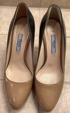 Prada Milano Two Tone Patent Pumps Beige Black Stiletto 36 Italy