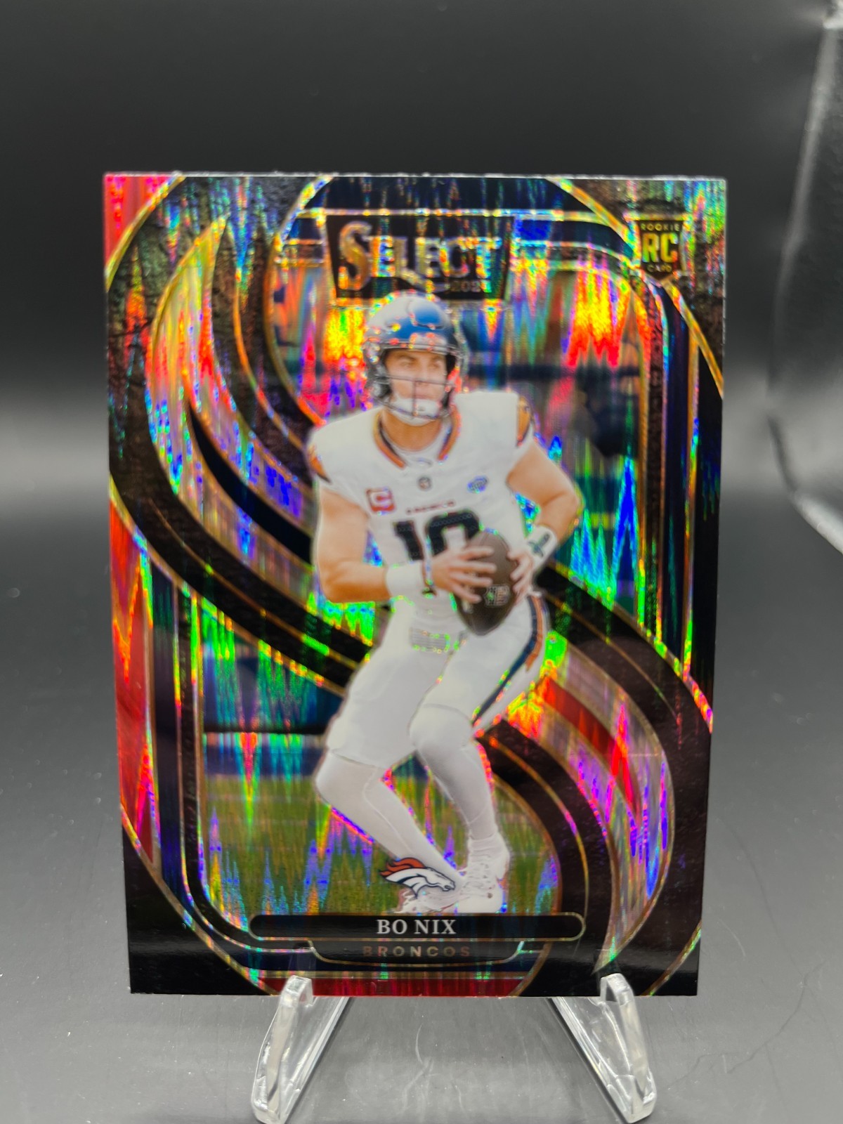 2024 Panini Select Bo Nix RC Premier Level Red Black Shock Prizm No. 117