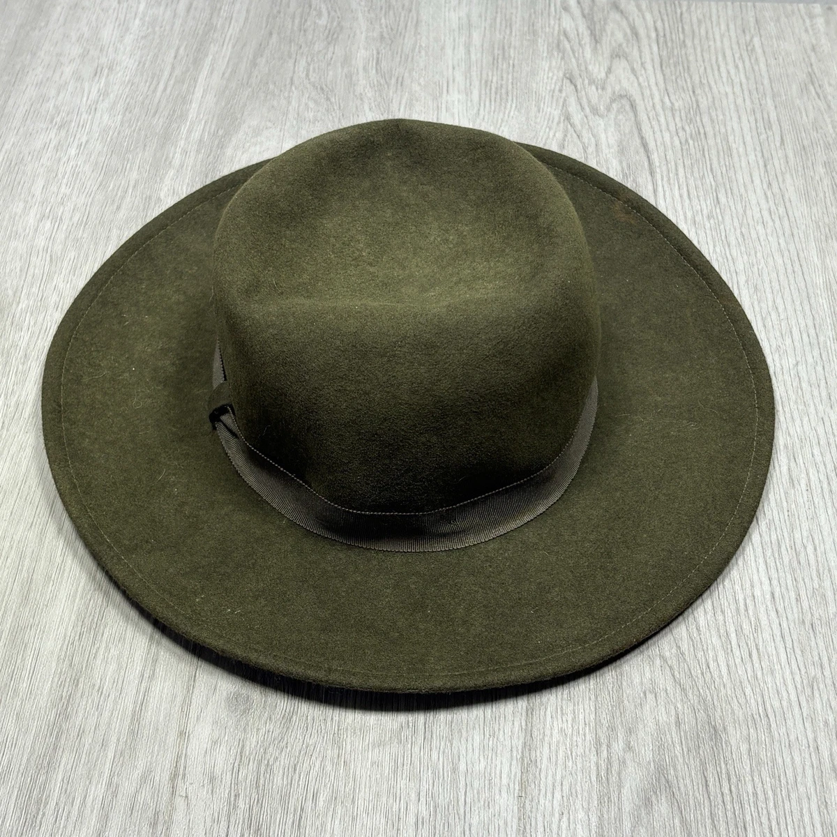 Brixton Forest Green Felt Fedora with Green Band / Size XS Unisex Big B Adjustable Hat in Deep Forest Flannel – Brixton main image 2