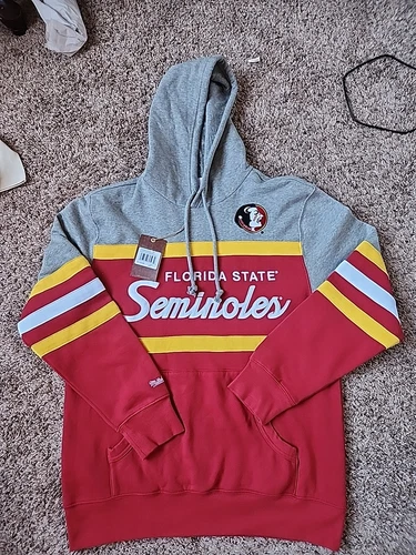 Felpa con cappuccio pullover uomo Mitchell & Ness Florida State Seminoles Head Coach nuovo